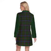 Skene Tartan Women's Lapel Shirt Dress With Long Sleeve